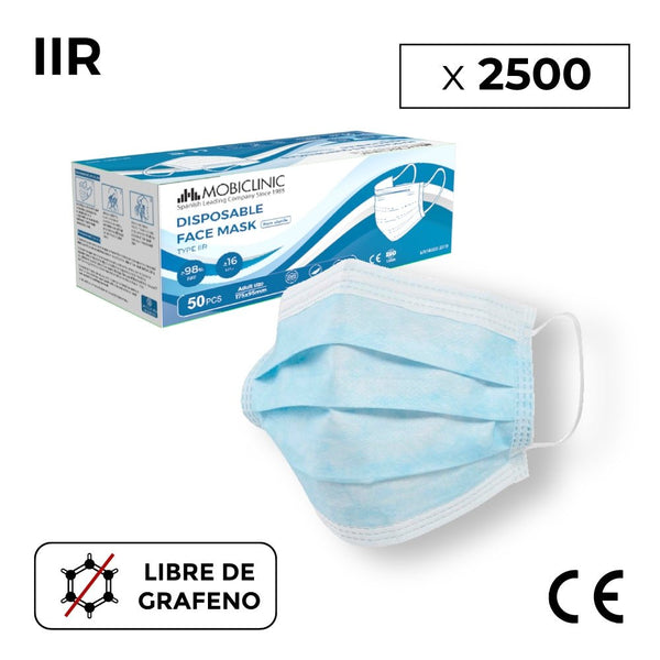 2500 IIR Máscaras Cirúrgicas | 3 camadas | Descartáveis | 50 caixas de 50 unidades | Mobiclinic