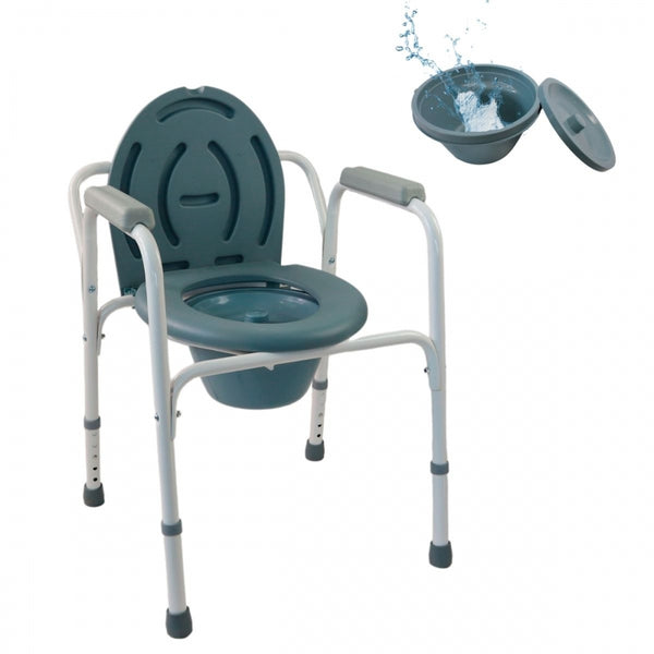 Cadeira com WC | Com tampa anti-derrapante e apoios de braços almofadados | Aço cromado | Branco | Arroyo | Mobiclinic