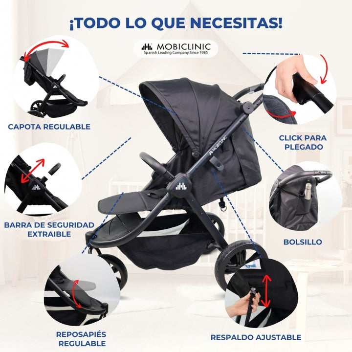 silla de paseo con respaldo ajustable