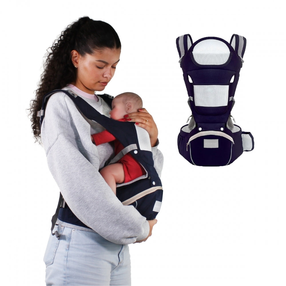 Porta-bebês6em1|Respirável|0-36meses|Alçasajustáveis|Algodão|Bolso|Azul|Moley|Mobiclinic