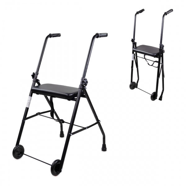 Andador para idosos | Dobrável | Assento | 2 rodas | Preto | Emérita | Mobiclinic