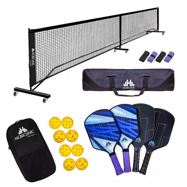 Set Pickleball | 4 raquetas | 8 pelotas | Red con ruedas | Bolsa de transporte | Grip Antideslizante | Mobiall | Mobiclinic