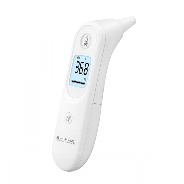 Termômetro de ouvido | Memória | Alerta de febre | Desligamento automático | Visor | ºC e ºF | Thermobi | Mobiclinic