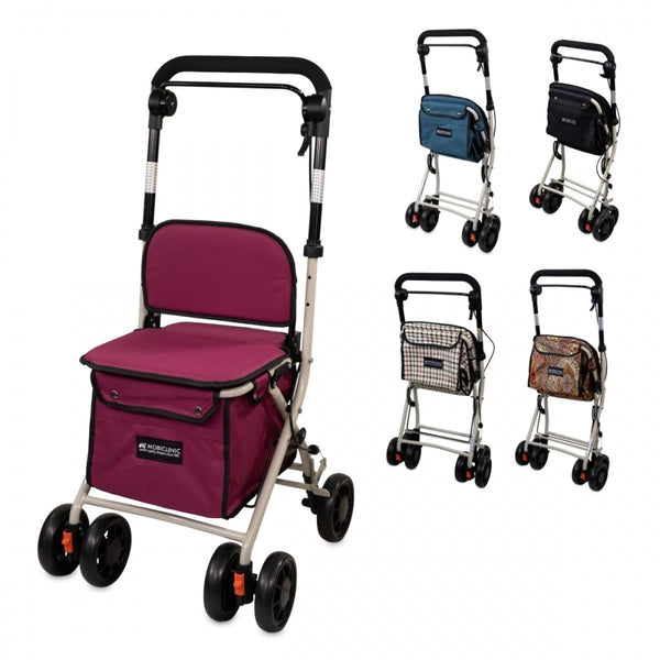 Carrinho de compras | 4 rodas | Até 120 kg | Dobrável | Com bolsa | Sistema de freio | Fúcsia| Coliseu | Mobiclinic