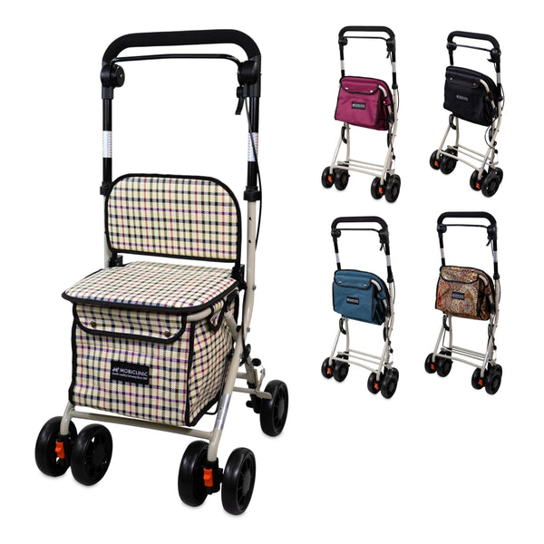 Carro de la compra andador | 4 ruedas | Hasta 120Kg | Plegable | Con bolsa | Sistema de frenado | Cuadros | Coliseo | Mobiclinic