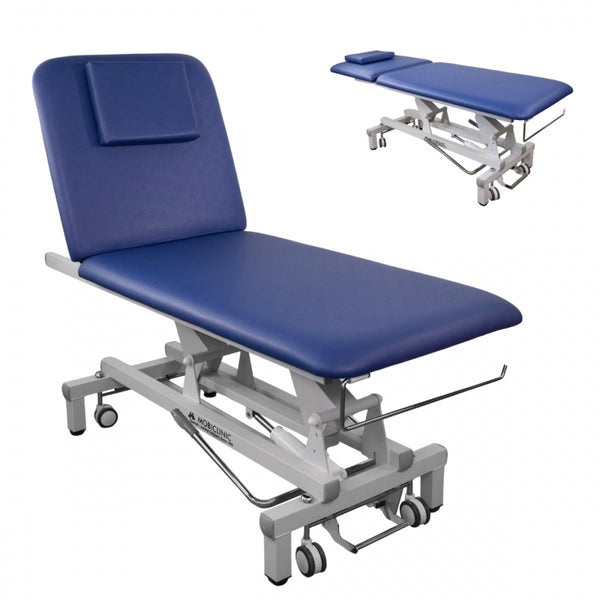Maca hidráulica | Altura regulável | Encosto reclinável | Abertura facial | Rodas retráteis com niveladores | Mobiclinic