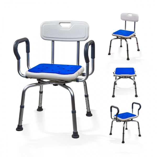 Banqueta para banheiro | Assento 360º | Altura ajustável | Apoios de braço | Assento com almofada de EVA | Akila | Mobiclinic