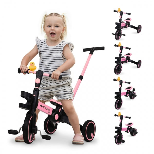 Triciclo 5 em 1 | Conversível | Ajustável | Máx. 25 kg | Leve | 1,5 a 5 anos | Rosa | Chase | Mobiclinic