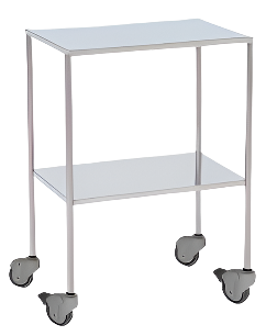 Mesa lateral | Aço esmaltado | 2 Prateleiras |4 Rodas | 2 Travão | Mobiclinic