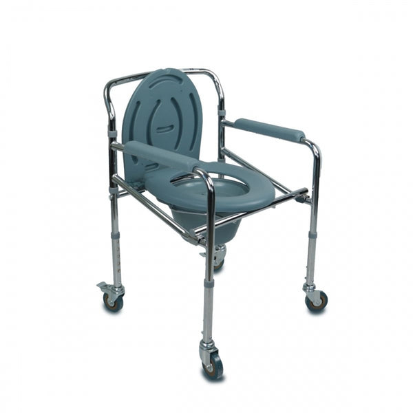 Cadeira com WC | Dobrável | Altura regulável | Apoios de braços | Ajustável | Com tampa | Muelle | Mobiclinic