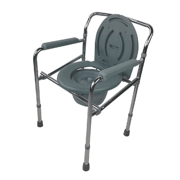 Cadeira de sanitária| Com tampa | Regulável em altura | Apoia braços | Aço cromado | Puente | Mobiclinic